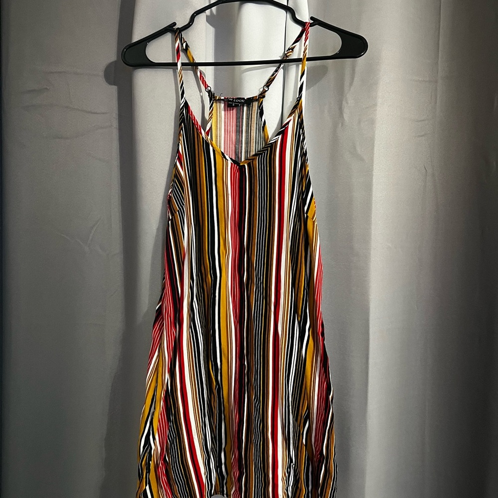 Red and Yellow Sundress with Spaghetti Straps for Casual Wear